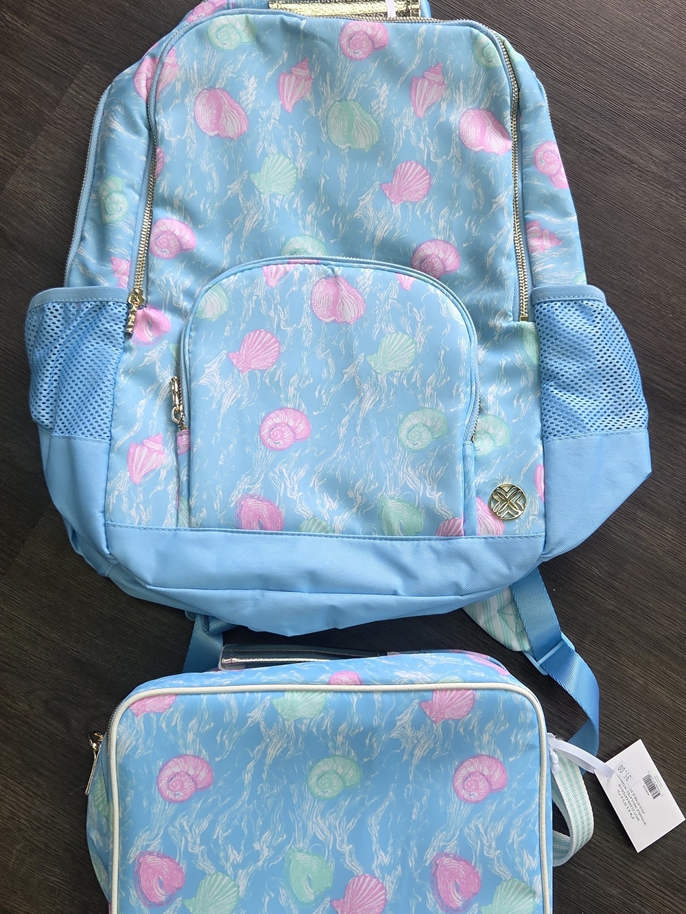 Lilly Pulitzer Blue Seashell Backpack & Lunch Bag Set